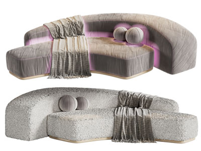 现代弧形多人沙发3d模型 现代弧形多人沙发