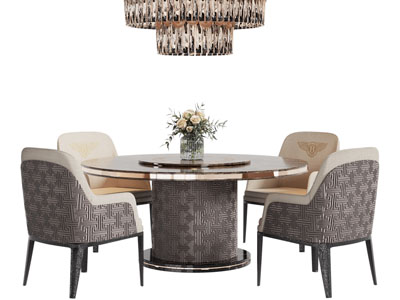 新中式圆形餐桌椅组合