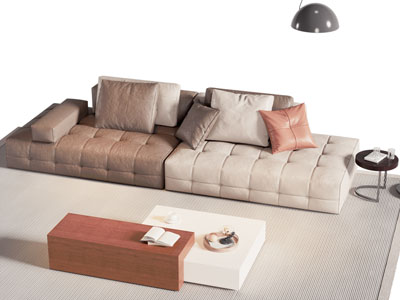 现代布艺多人沙发 茶几组合3d模型 现代布艺多人沙发 茶几组合