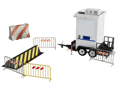 现代交通路障 围栏 施工设备 拖车