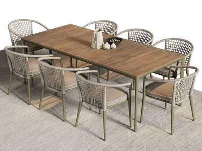 现代中古风长方形餐桌椅组合