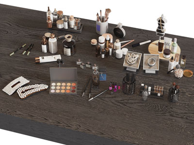 现代桌面护肤品 彩妆 首饰 化妆品摆件组合