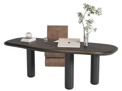 侘寂风书桌椅组合3d模型 侘寂风书桌椅组合