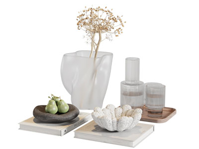 现代磨砂花瓶花卉 茶具杯子摆件组合