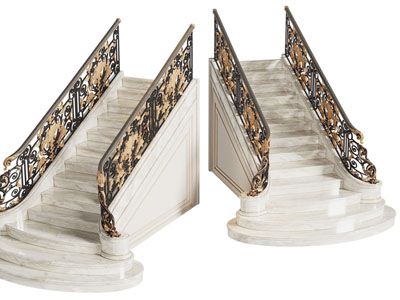 欧式雕花扶手台阶楼梯3d模型 欧式雕花扶手台阶楼梯