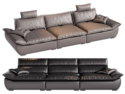 现代皮质多人沙发3d模型 现代皮质多人沙发