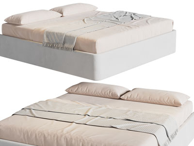 现代无床头双人床