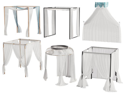 现代床帷床幔 帷幔3d模型 现代床帷床幔 帷幔