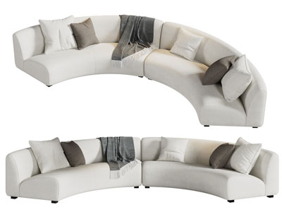 现代弧形多人沙发3d模型 现代弧形多人沙发