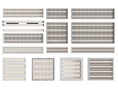 现代办公格栅灯 筒灯射灯