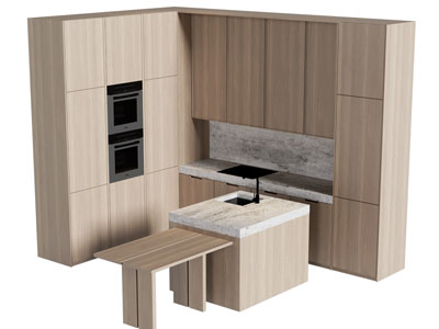 现代整体橱柜 厨房中岛台