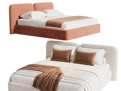 现代布艺双人床