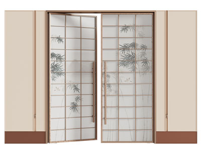 新中式玻璃双开门 大门