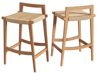 现代编织坐垫实木吧椅