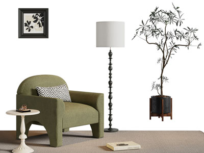 法式中古风单人沙发 边几 落地灯