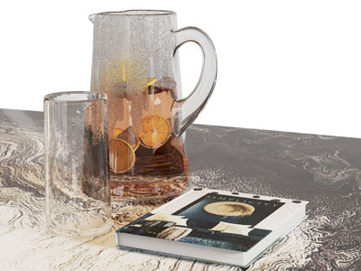 现代玻璃茶壶 杯子 书本 摆件组合