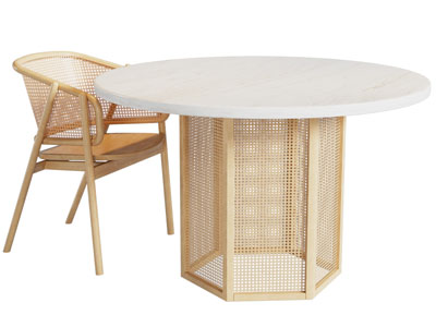 现代编织圆形餐桌椅组合