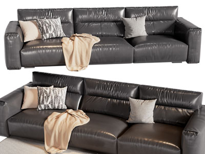 现代皮质多人沙发3d模型 现代皮质多人沙发