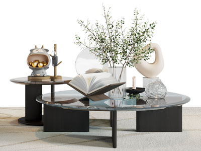 现代圆形玻璃茶几边几