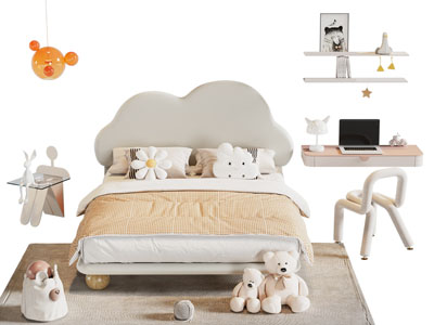 现代儿童床 书桌椅组合