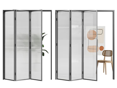 现代玻璃折叠推拉门