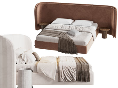 现代加宽床头双人床 床头几