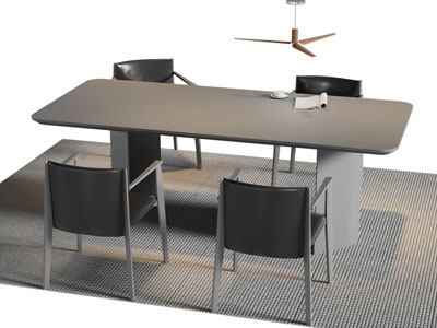 现代长方形餐桌椅组合