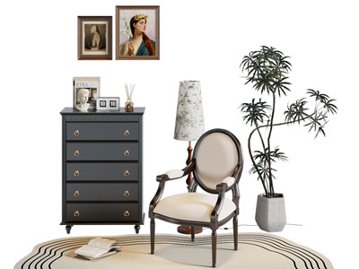 法式休闲椅子 边柜斗柜 挂画