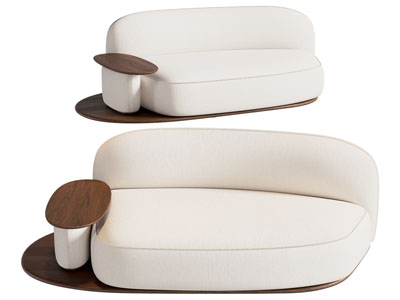 现代多人沙发 边几3d模型 现代多人沙发 边几