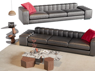 现代多人沙发 茶几组合3d模型 现代多人沙发 茶几组合