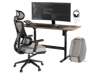 现代电脑书桌椅组合3d模型 现代电脑书桌椅组合