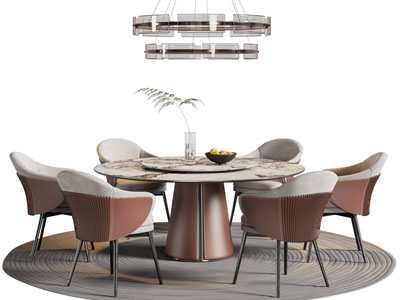 现代圆形餐桌椅组合