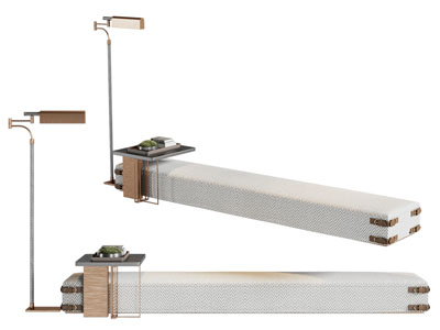 新中式长方形沙发凳子 落地灯