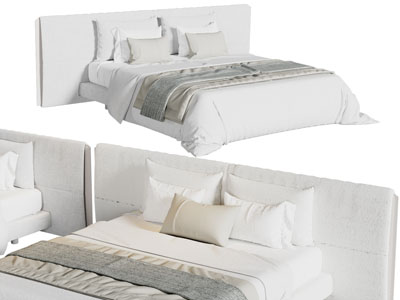 现代布艺双人床