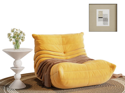 现代懒人沙发 边几 挂画