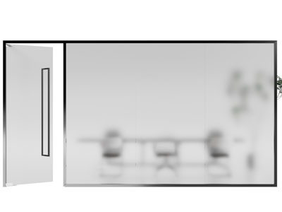 现代办公玻璃隔断 平开门