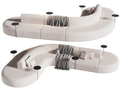 现代转角多人沙发3d模型 现代转角多人沙发