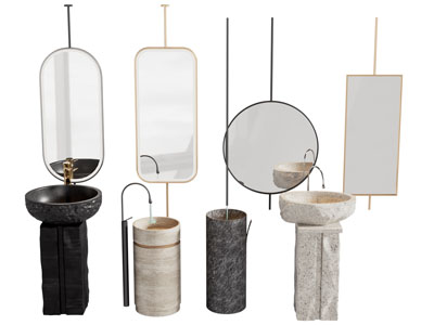 现代立式洗手台 镜子