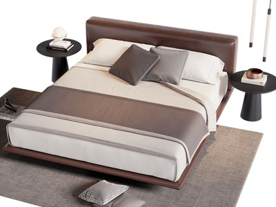 现代双人床 床头柜