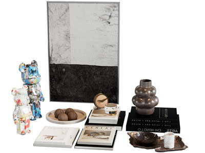 现代书本 烛台 装饰画 暴力熊雕塑摆件组合