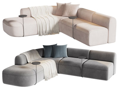 现代转角布艺多人沙发3d模型 现代转角布艺多人沙发