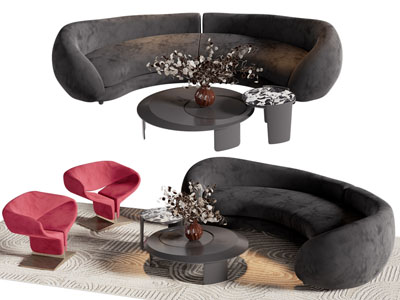 现代异性多人沙发 休闲椅子和茶几组合