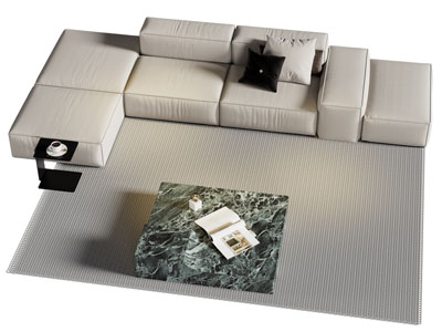 现代布艺多人沙发 茶几组合3d模型 现代布艺多人沙发 茶几组合