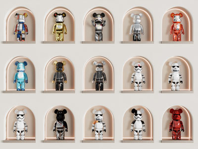 现代暴力熊公仔 雕塑雕刻 手办墙摆件组合