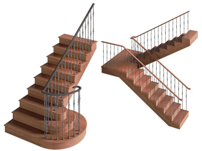 欧式木质旋转楼梯3d模型 欧式木质旋转楼梯