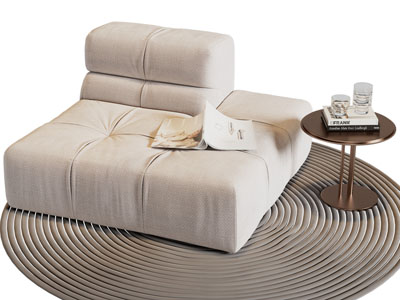 现代单人沙发 边几