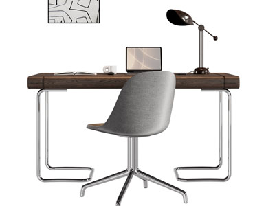 现代书桌椅组合3d模型 现代书桌椅组合