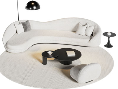 现代转角多人沙发 懒人沙发和茶几组合