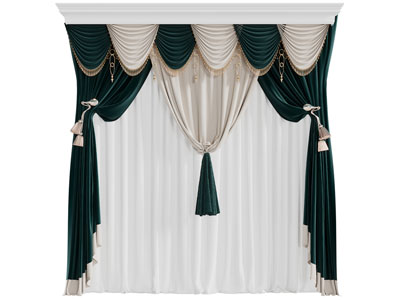 欧式窗帘窗纱3d模型 欧式窗帘窗纱