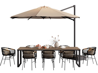 现代遮阳伞 休闲餐桌椅组合